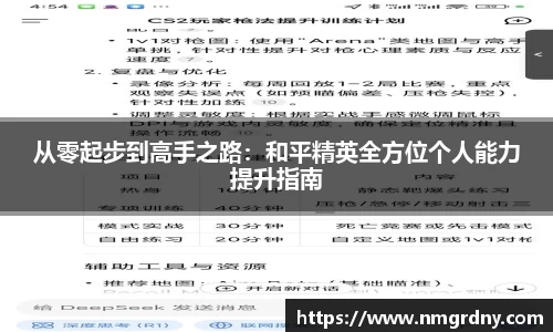 从零起步到高手之路：和平精英全方位个人能力提升指南