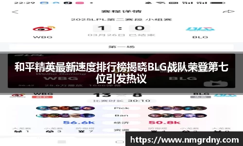 和平精英最新速度排行榜揭晓BLG战队荣登第七位引发热议